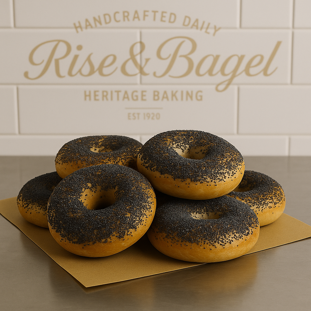 Poppy seed bagels from Rise & Bagel — handcrafted using Ontario wheat and traditional methods