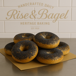 Poppy seed bagels from Rise & Bagel — handcrafted using Ontario wheat and traditional methods