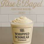 250g tub of whipped cream cheese from Rise & Bagel, smooth and small-batch made.