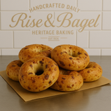 Apple cinnamon bagels from Rise & Bagel — hand-rolled and baked fresh daily with Ontario ingredients