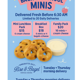 Breakfast Box 6 Mini Bagels 4 Twister Bagels and Whipped Cream Cheese