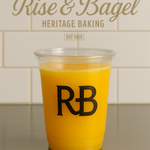 Fresh-squeezed orange juice from Rise & Bagel — 100% citrus juice made in small batches